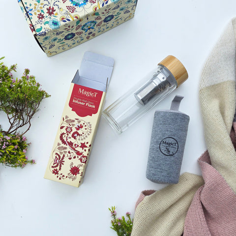 Infuser flask in use with herbal tea - Magic T New Zealand